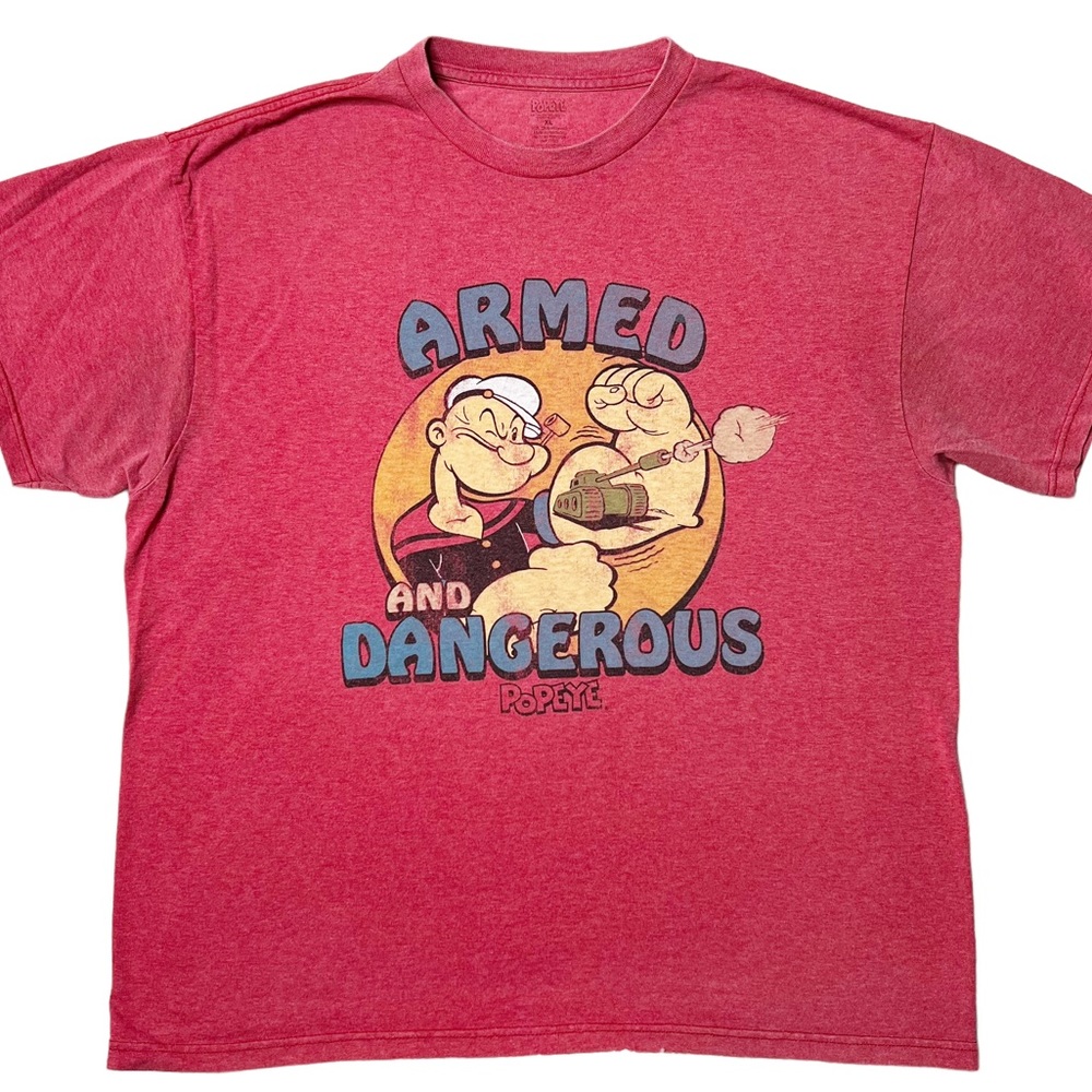 Popeye Armed and Dangerous Heathered Red Graphic T-Shirt Men’s Sz XL